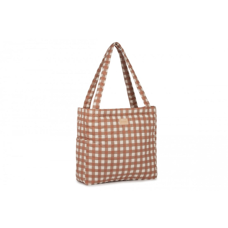 nobodinoz Hyde Park Tote Bag Terracotta Checks
