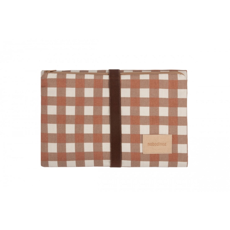 nobodinoz Hyde Park Waterproof Changing Pad Terracotta Checks
