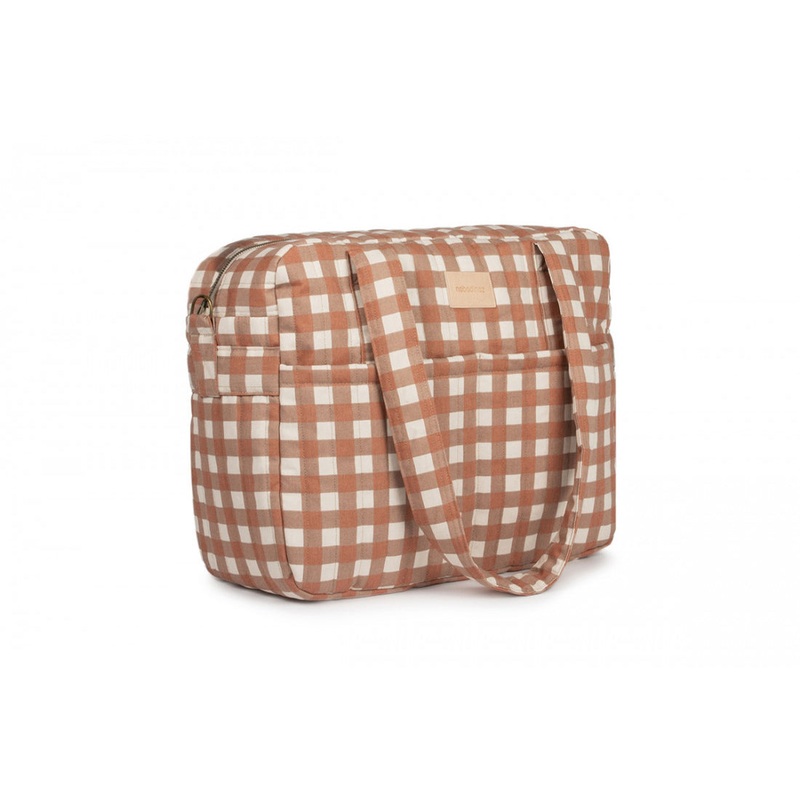 nobodinoz Hyde Park Waterproof Stroller Bag Terracotta Checks