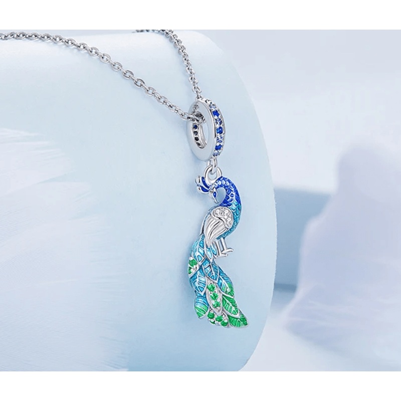 Peacock Colorful Charm Pendant Pandora Style Bracelet