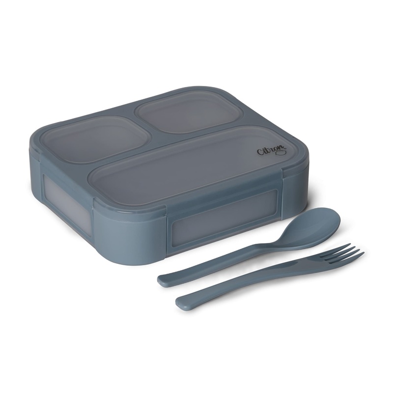 Citron Lunchbox with Fork and Spoon - Dusty Blue