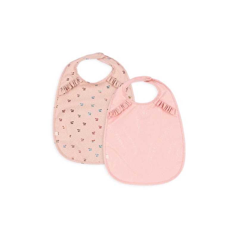 Konges Sljd 2 Pack Dinner Bib with Frill - Cherry Sparkle - One Size