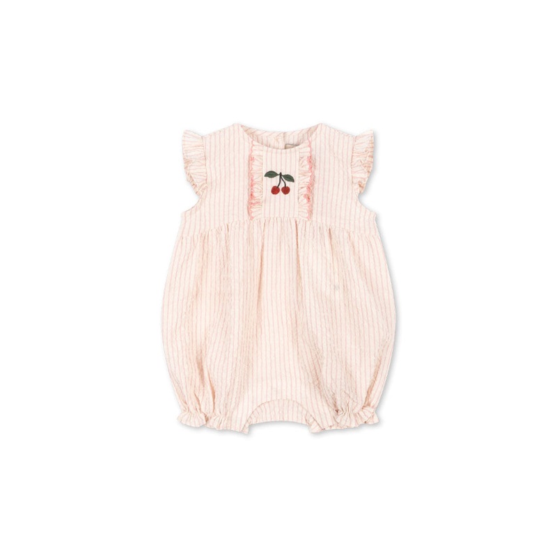 Konges Sljd Ellie Frill Romper GOTS - Peony Stripe