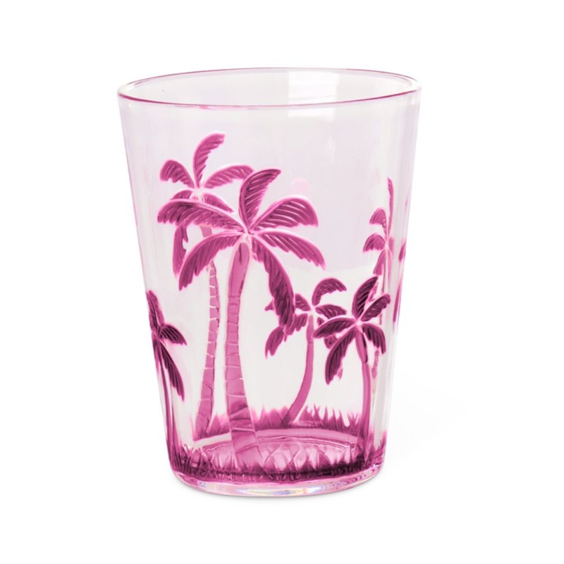 Rice DK Acrylic Tumbler with Palm Tree Design - Pink - 400ml