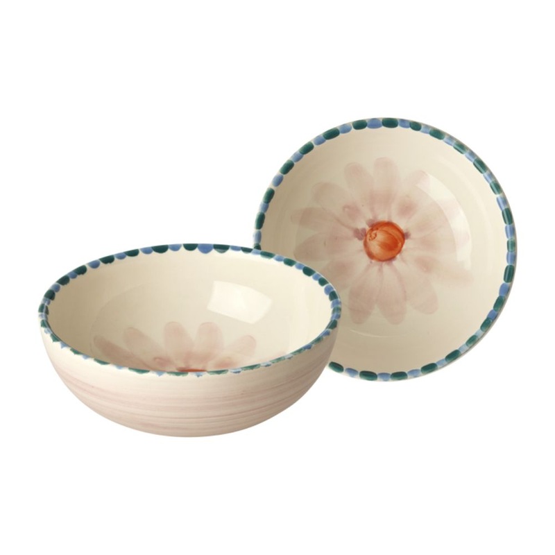 Rice DK Ceramic Bowl with Hand-Painted Soft Pink Flower - Lavender - 350ml