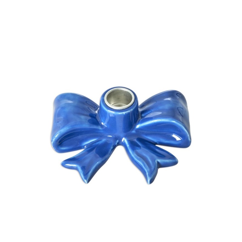 Rice DK Ceramic Candle Holder in Bow Shape - Blue - Small
