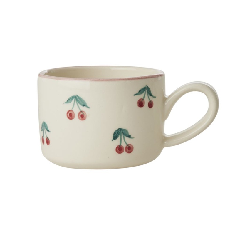 Rice DK Ceramic Cappuccino Cup with Hand-Painted Cherries - 200ml
