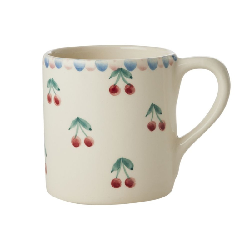 Rice DK Ceramic Mug with Hand-Painted Cherries - 420ml
