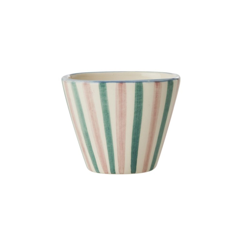 Rice DK Ceramic Oval Espresso Cup with Hand- Painted Stripes - 70ml