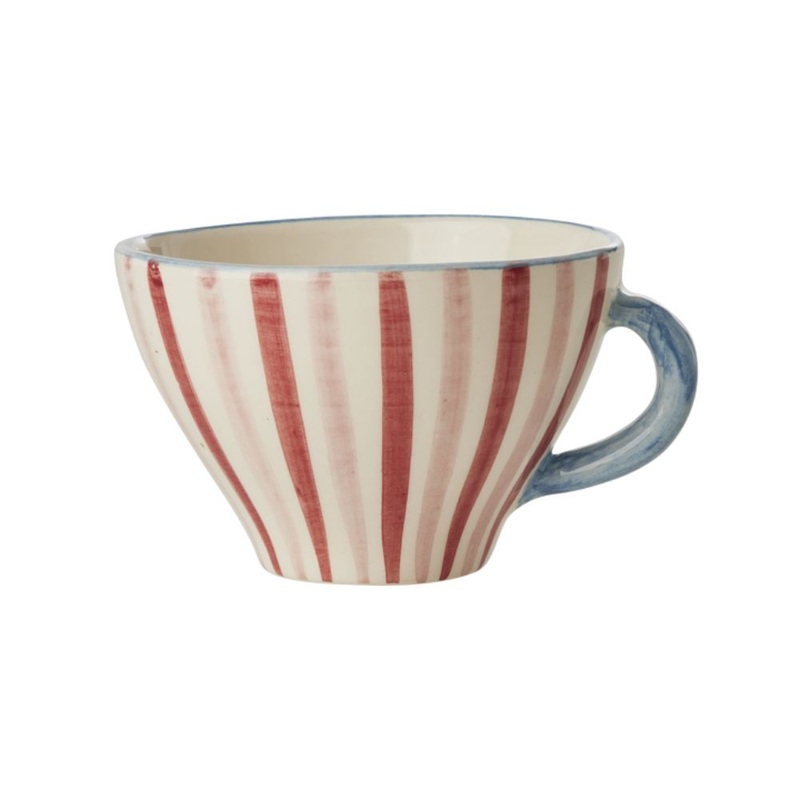 Rice DK Ceramic Tea Cup with Hand-Painted Stripes - 150ml