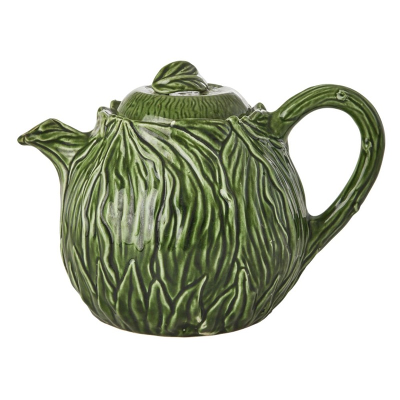 Rice DK Ceramic Teapot with Embossed Kale Design - Hand-Painted - 1,6L