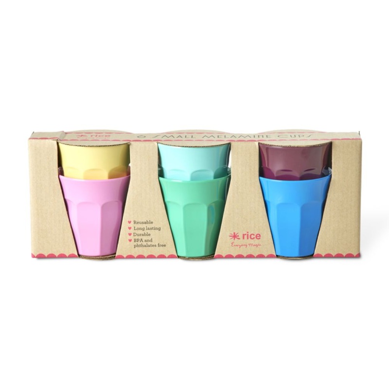 Rice DK Melamine Cups in Asst. Show You Colors - Small - 6 Pack - 160ml