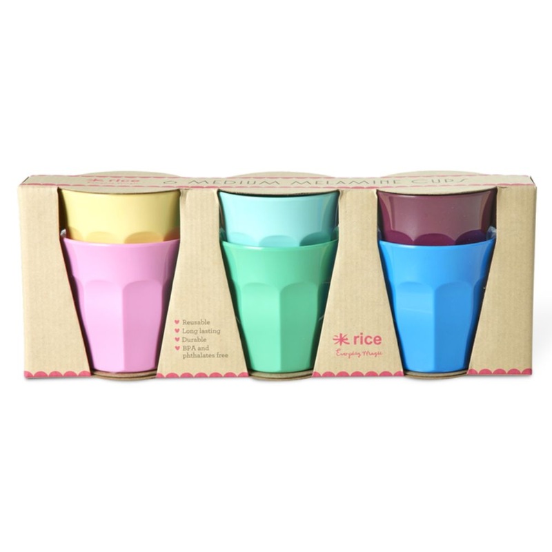 Rice DK Melamine Cups in Asst. Show Your Colors - Medium - 6 Pack - 250ml