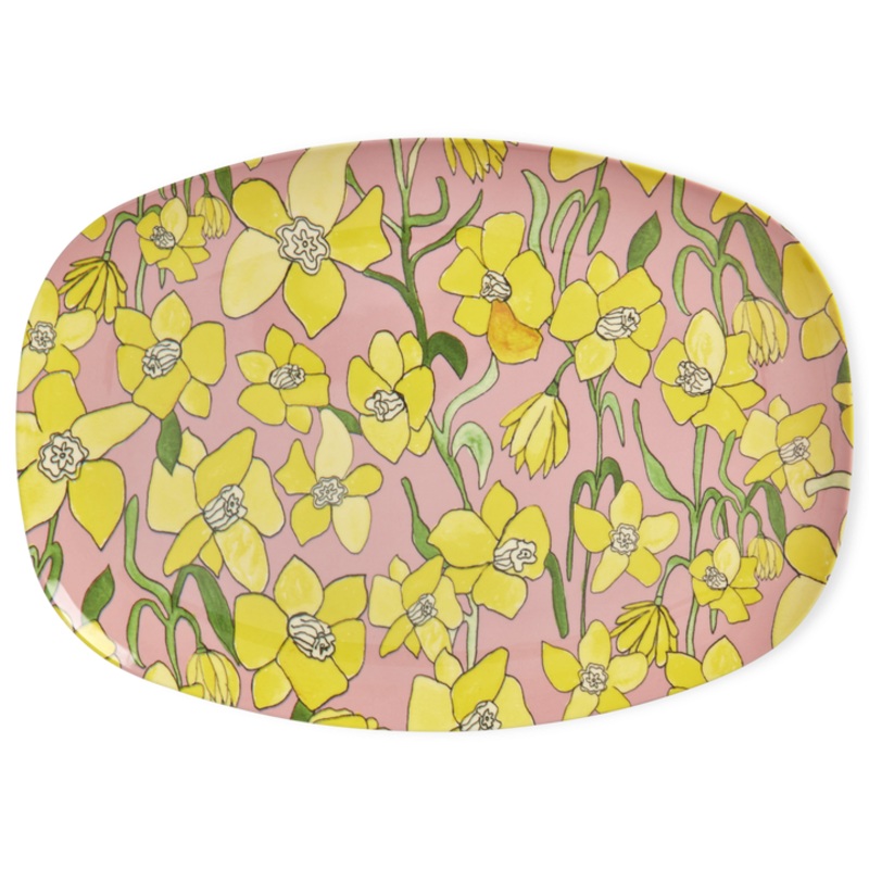 Rice DK Melamine Rectangular Plate with Daffodils Print