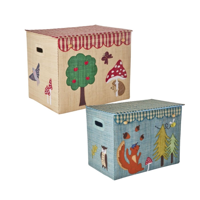 Rice DK Raffia Storage Box with Happy Forest Theme - Foldable
