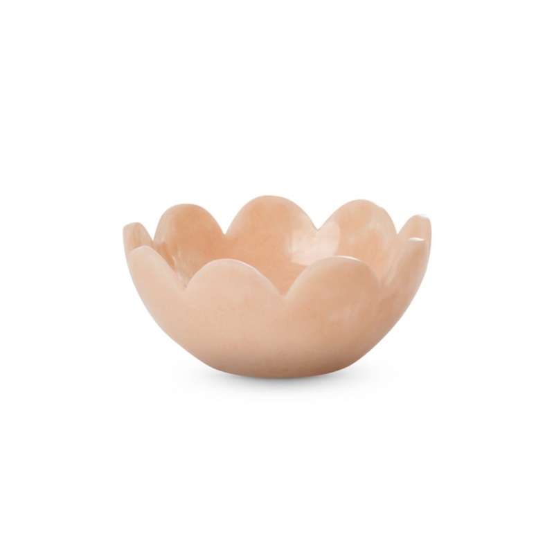 Rice DK Resin Bowl with Scallop Edges in Soft Pink