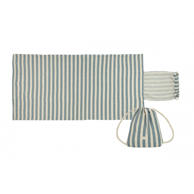 nobodinoz Portofino Beach Towel Bag Set Blue Stripes