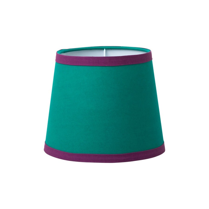 Rice DK Lampshade in Green - Purple Trimming - Small
