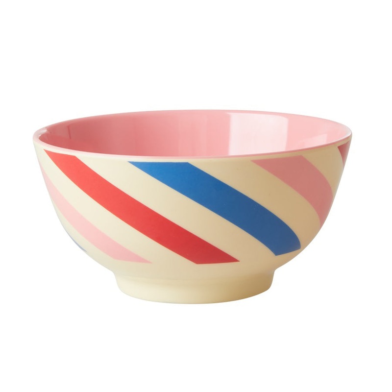 Rice DK Melamine Bowl with Candy Stripes Print - Two Tone - Medium