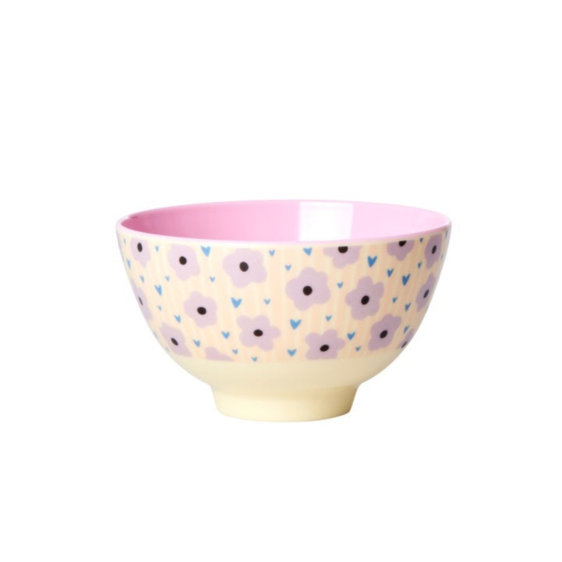 Rice DK Melamine Bowl with Flowers Print - Two Tone - Small