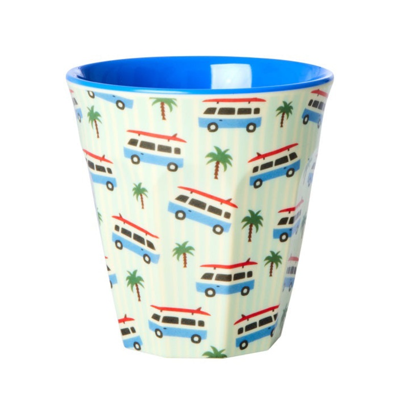Rice DK Melamine Cup with Cars Print - Two Tone - Medium
