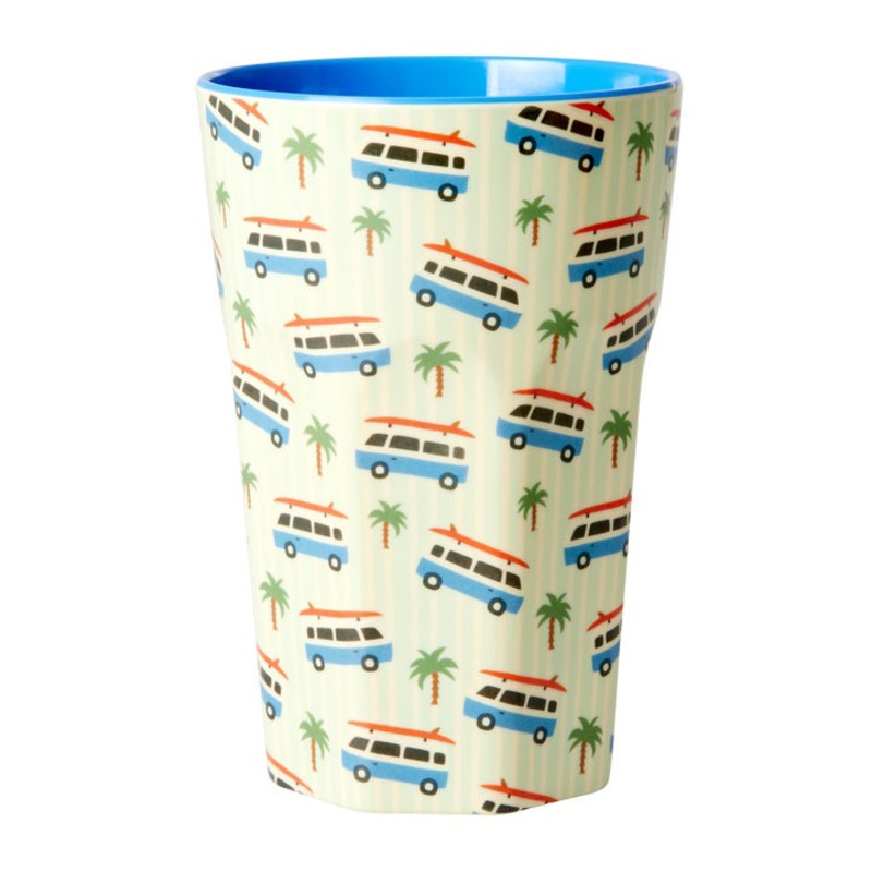 Rice DK Melamine Cups with Cars Print - Two Tone - Tall