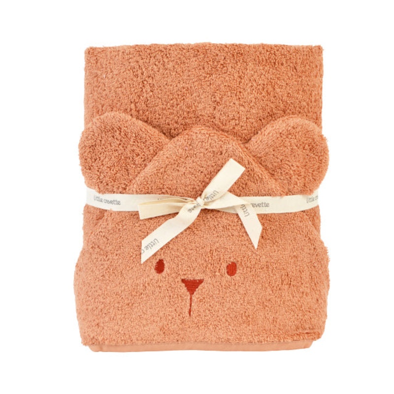 Little Crevette Hooded Towel Ourson Terracotta 60x120 cm