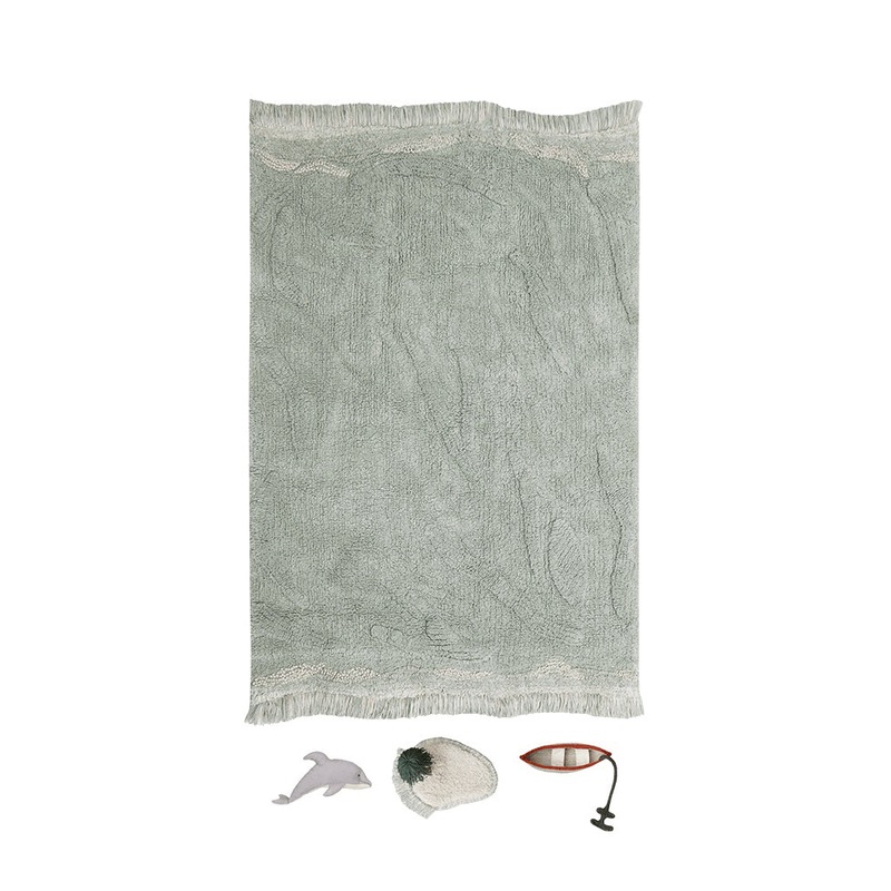 Lorena Canals Sea Wonders Waves Machine Washable Cotton Play Rug - 90x130cm (Online Exclusive)