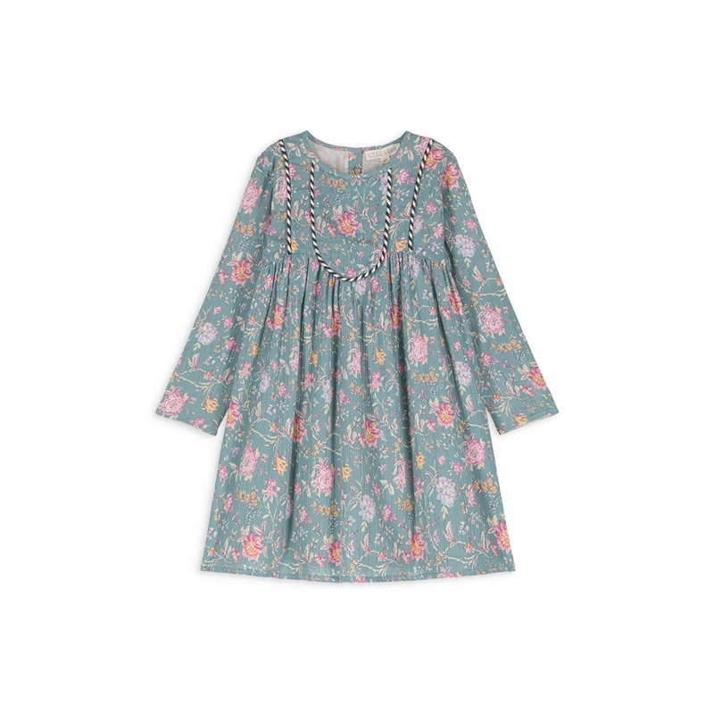 Louise Misha Dress Roulotta Printed Organic Cotton Crepe Blue