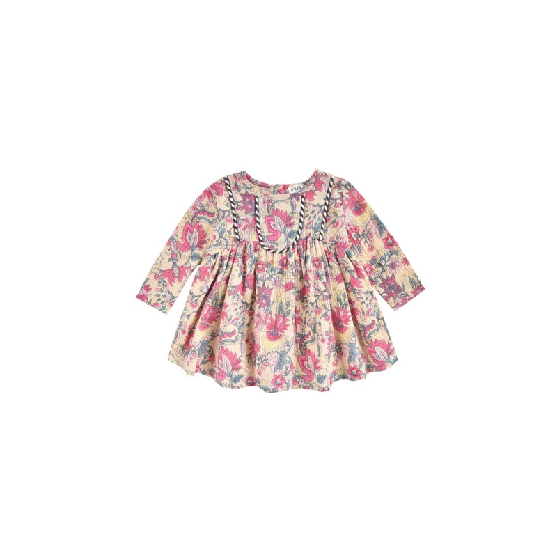 Louise Misha Dress Roulotta Printed Organic Cotton Crepe Pink