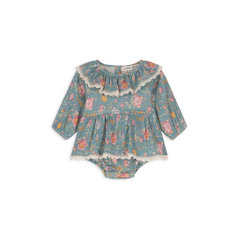 Louise Misha Rompers India Printed Organic Cotton Crepe Blue