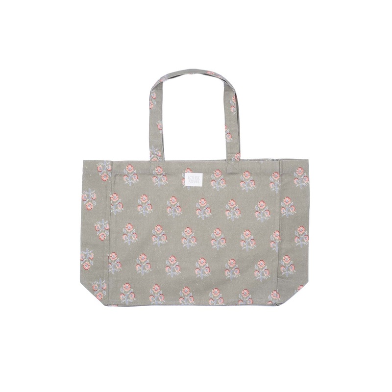Louise Misha Tote Bag Beverly Printed Organic Cotton Canvas Khaki