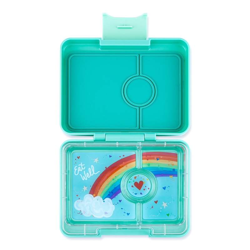 Yumbox Mini Snack - 3 Compartment Lunch Box - Tropical Aqua Rainbow