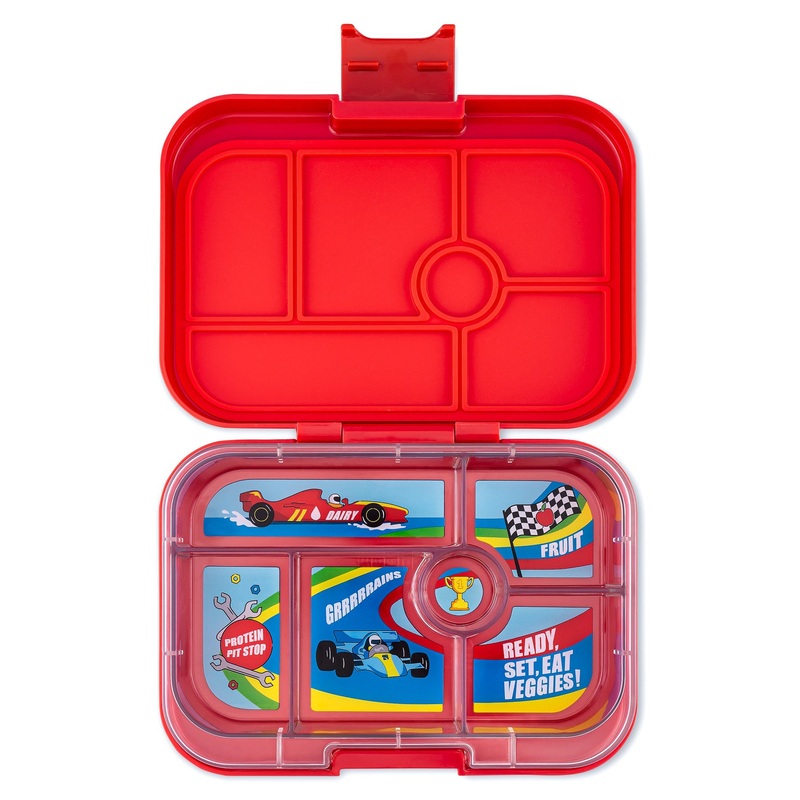 Yumbox Original - 6 Compartment Lunch Box - Roar Red Race Cars