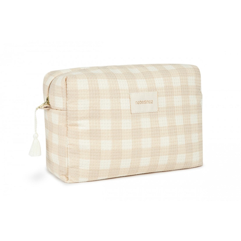 nobodinoz Diva Waterproof Vanity Case 25x16x10 Ivory Checks