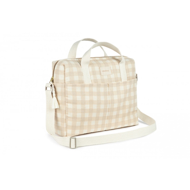 nobodinoz Gala Waterproof Changing Bag 35x27x14 Ivory Checks