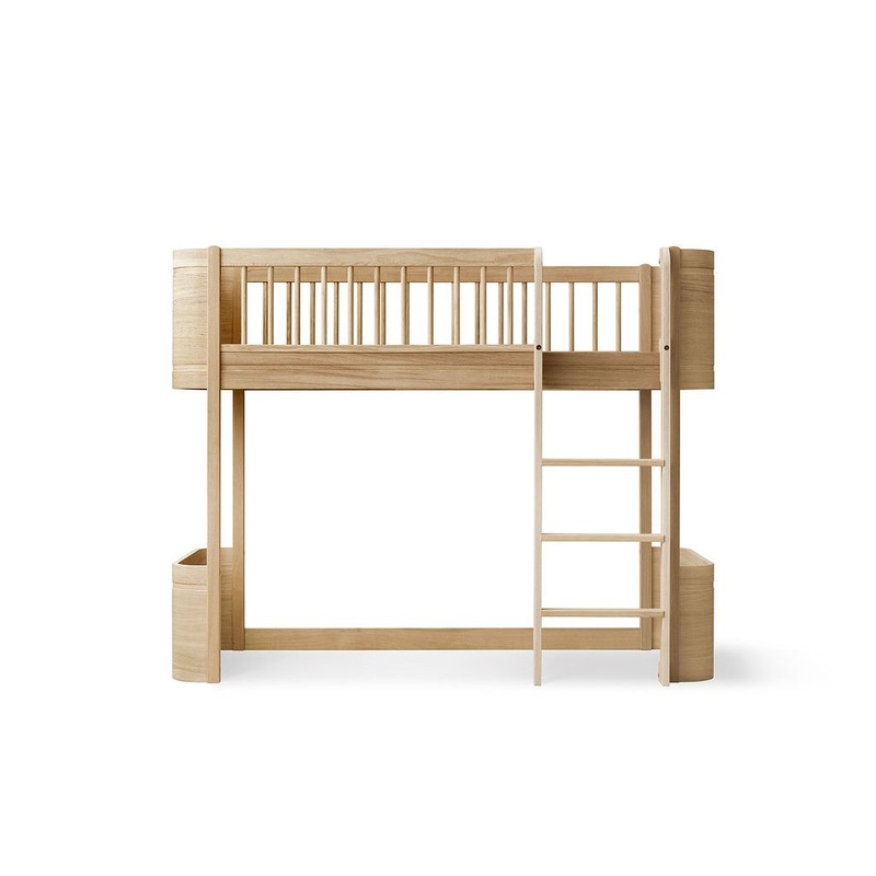 Oliver Furniture Wood Mini+ Low Loft Bed Ladder Front - Oak (Pre-Order; Est. Delivery in 6-10 Weeks)