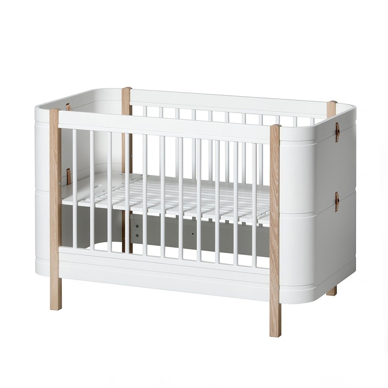 Oliver Furniture Wood Mini+ Cot Bed (Without Junior Conversion Kit) - White/Oak