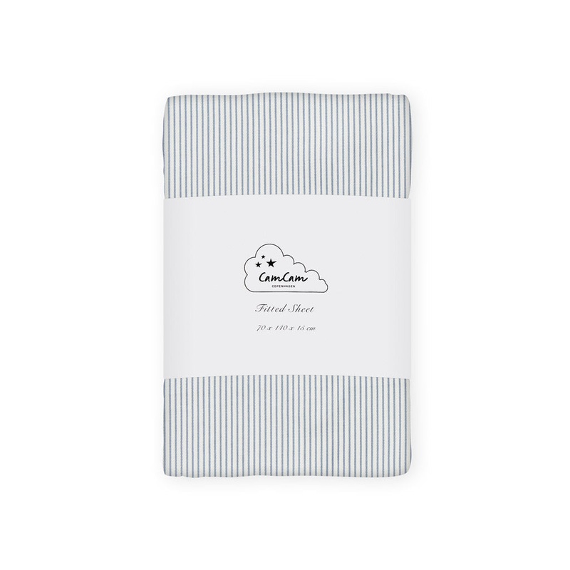 Cam Cam Copenhagen Sheet, Fitted 70x140x15cm - GOTS Classic Stripes Blue