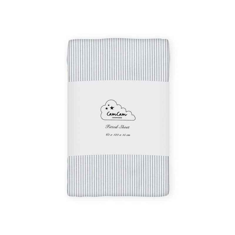 Cam Cam CopenhagenSheet, Fitted 60x120x15cm - GOTS Classic Stripes Blue