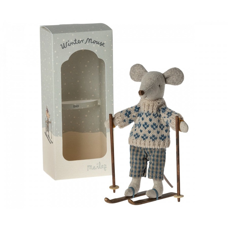 Maileg Winter Mouse with Ski Set, Dad