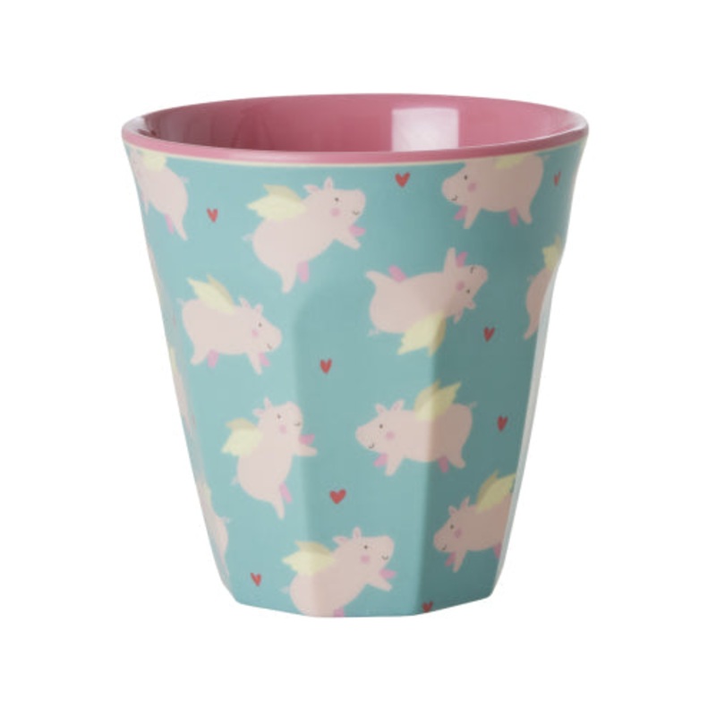 Rice DK Melamine Cup with Flying Pig Print - Medium - 250 ml