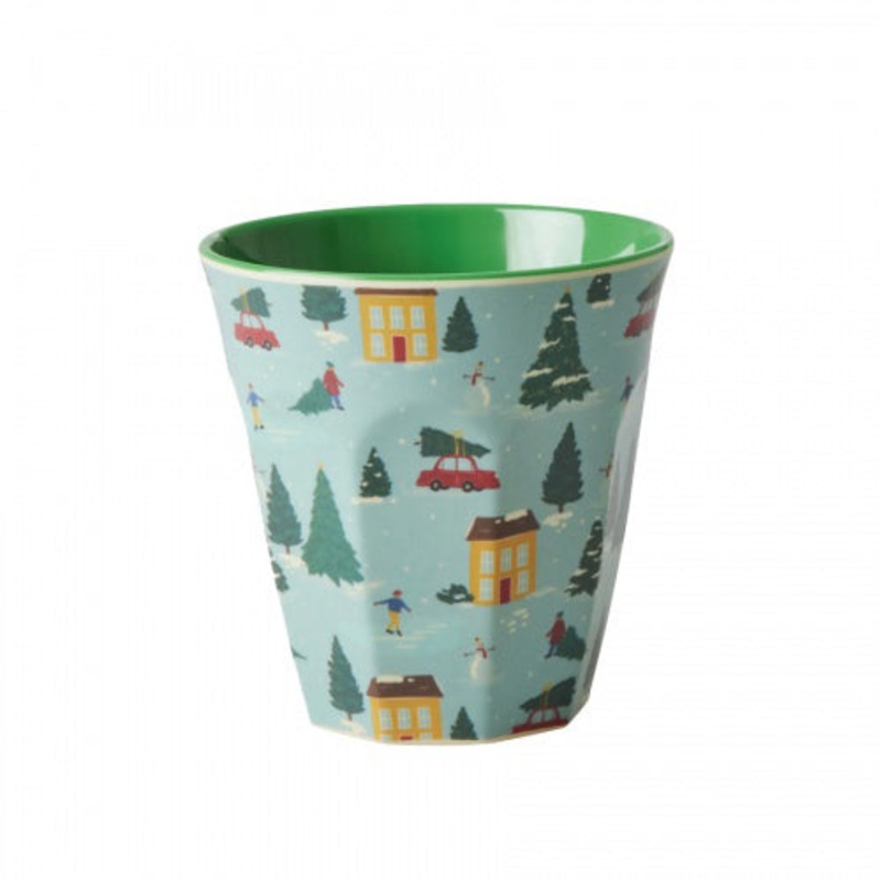 Rice DK Melamine Cup with Happy Holiday Print - Medium - 250 ml