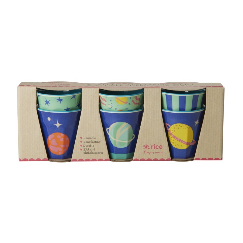 Rice DK Melamine Cups with Galaxy Prints - Small - 6 Pack - 160 ml
