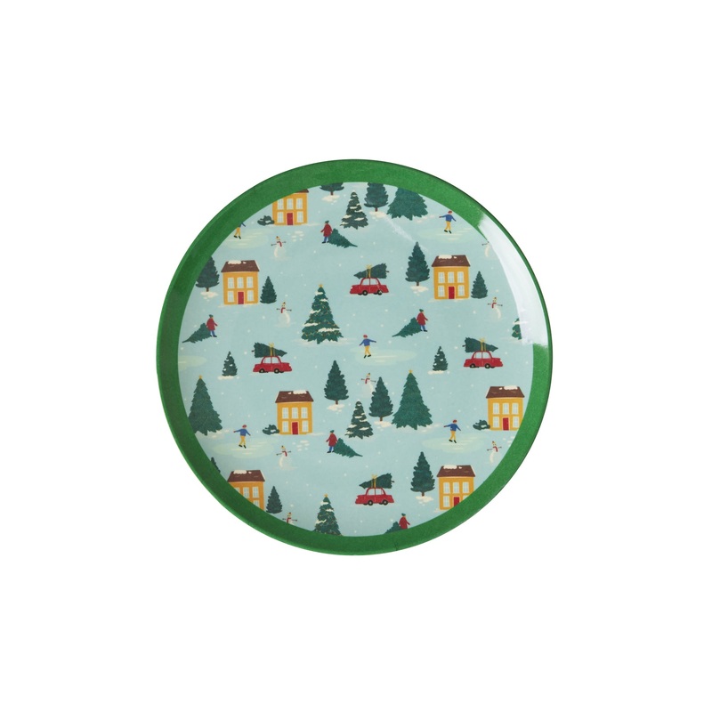 Rice DK Melamine Dessert Plate with Happy Holiday Print