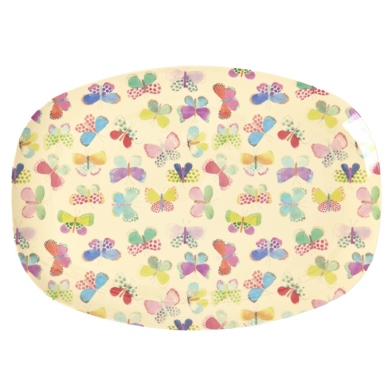 Rice DK Melamine Rectangular Plate with Butterfly Print