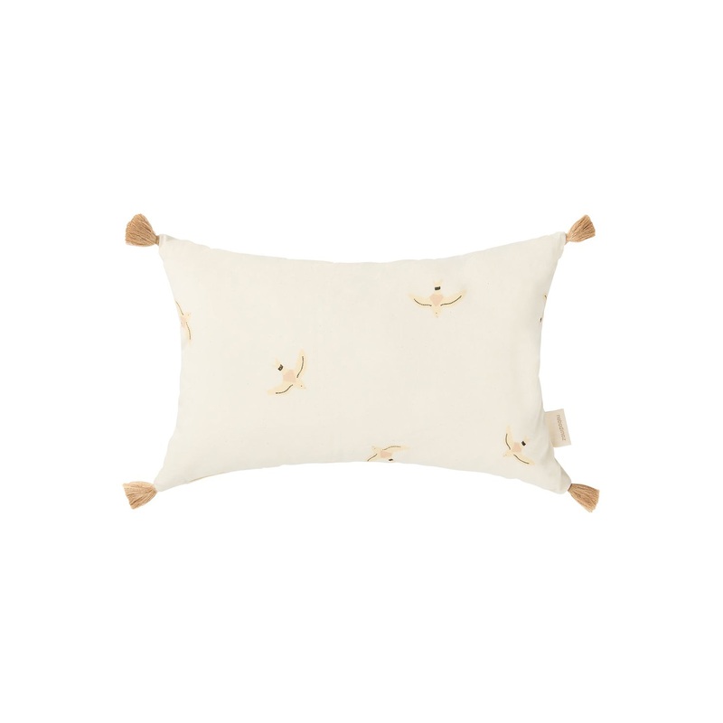 nobodinoz Stories Tassels Cushion Nude Haiku Birds Natural
