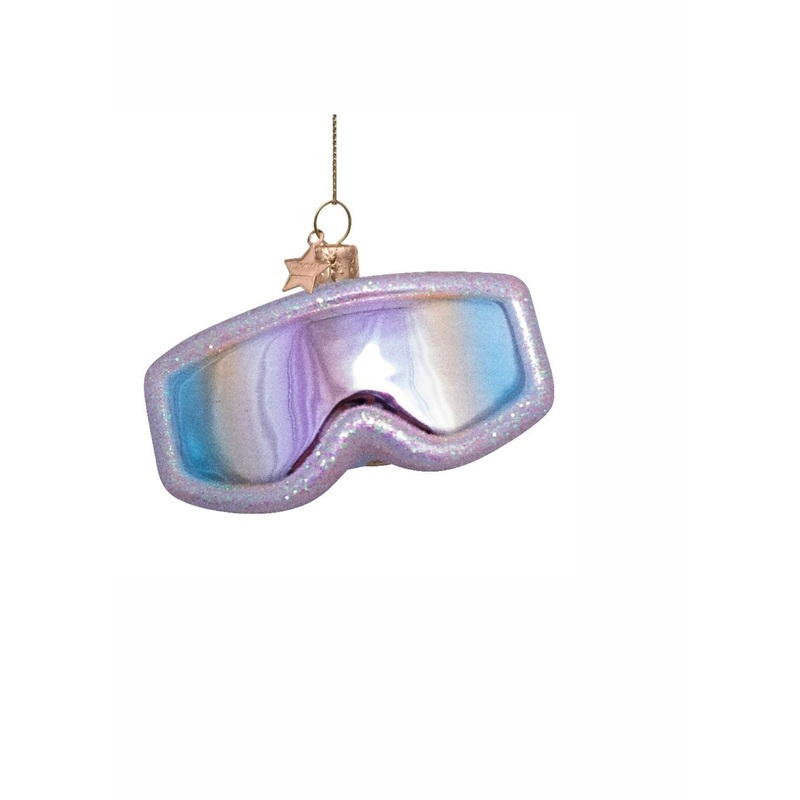 Vondels Ornament Glass Soft Pink Oil Ski Goggles H5cm