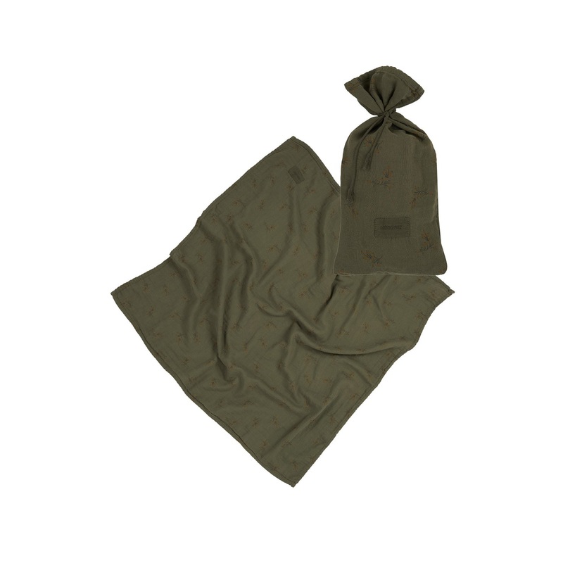 nobodinoz Wabi Sabi Birth Gift Swaddle Print Flore Vetiver
