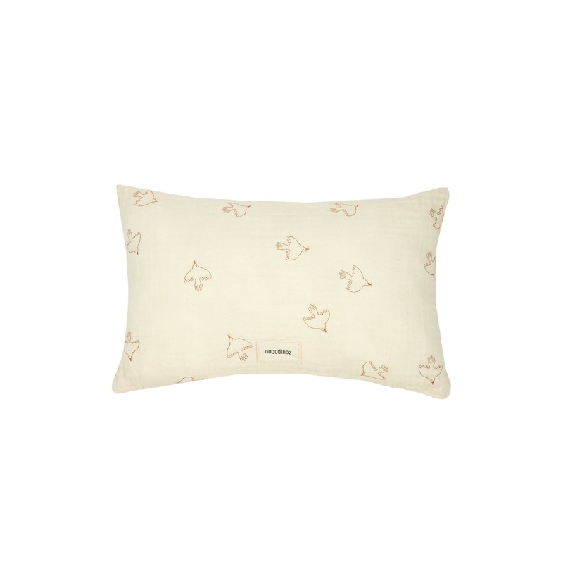 nobodinoz Wabi Sabi Rectangular Cushion Brown Hoshi Birds